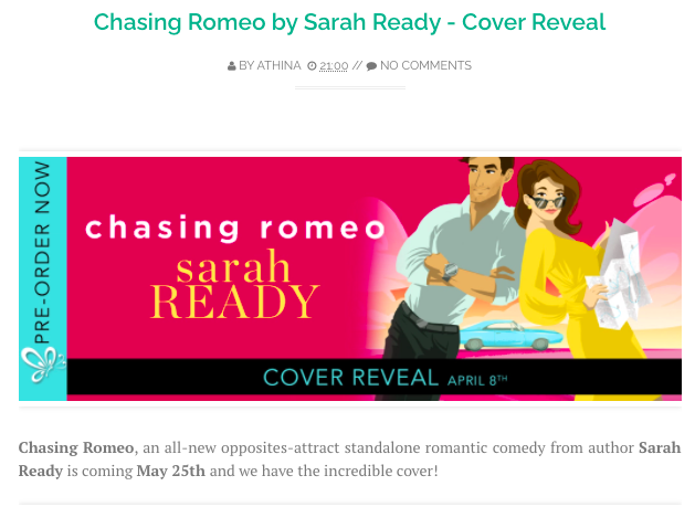 Rom com romance book cover Chasing Romeo by Sarah Ready. 