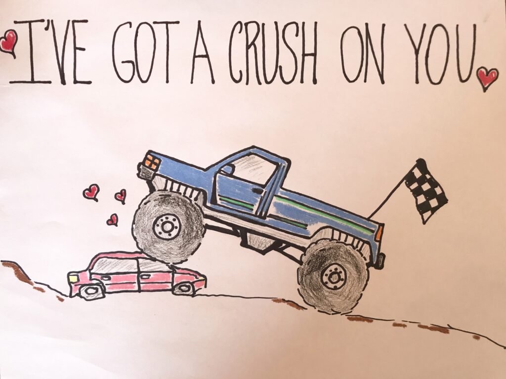 Greeting card of a monster truck