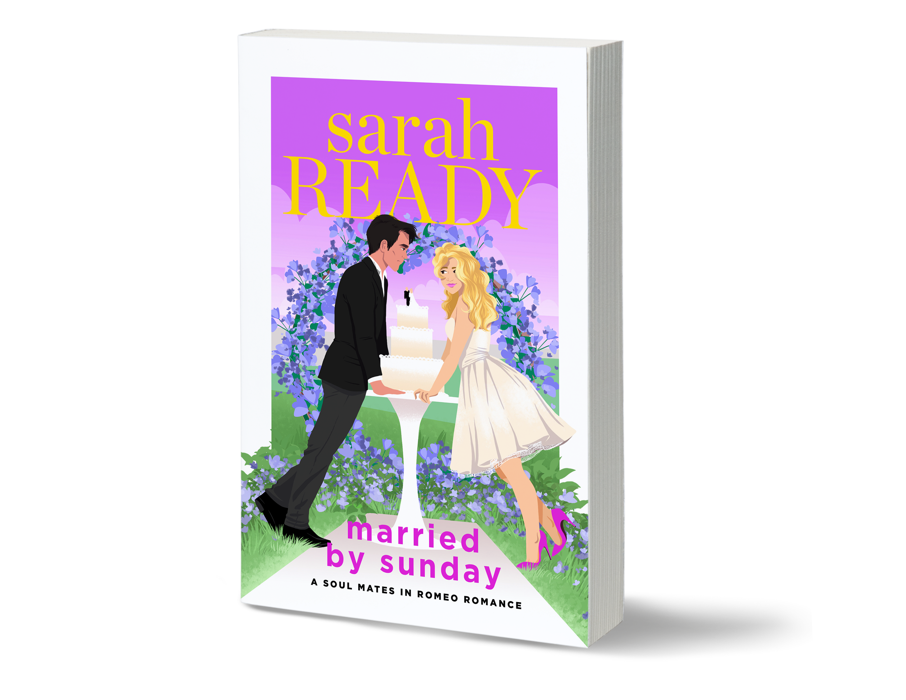 Married by Sunday is an opposites attract romcom by sarah ready. This is the cover featuring two people facing off over a wedding cake.